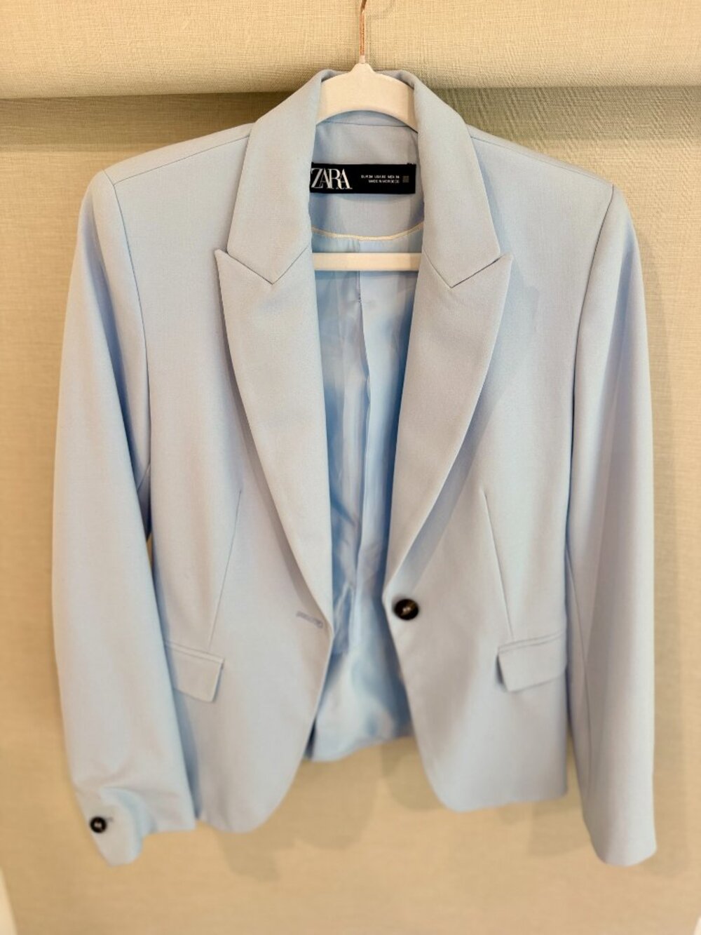 Zara Sky Blue Single Button Blazer | Size XS (US 2) | Lined | Worn Once